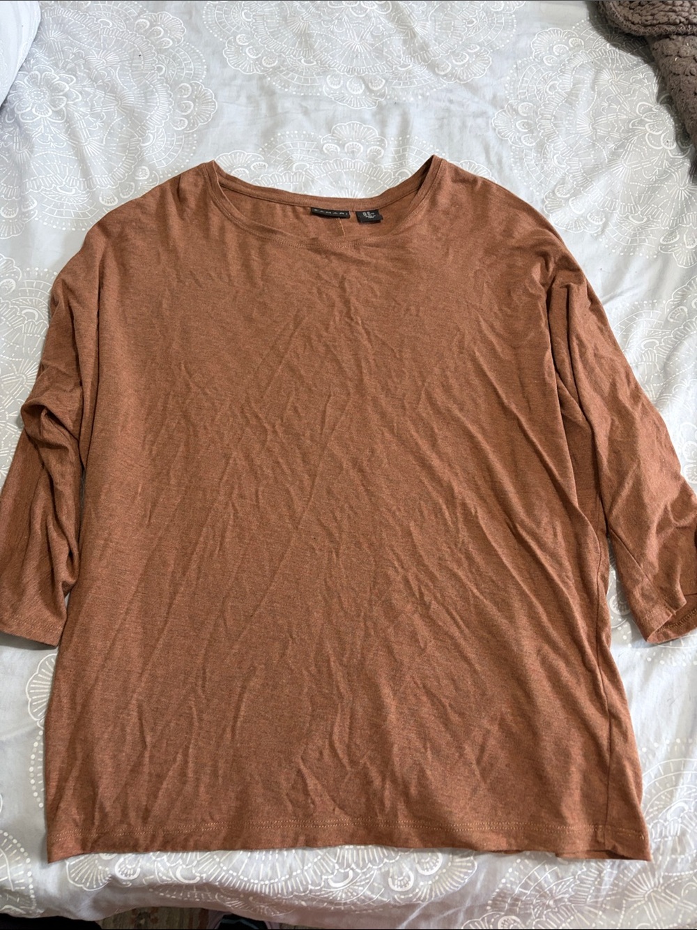 Tahari Women's Rust Brown Long Sleeve Tee